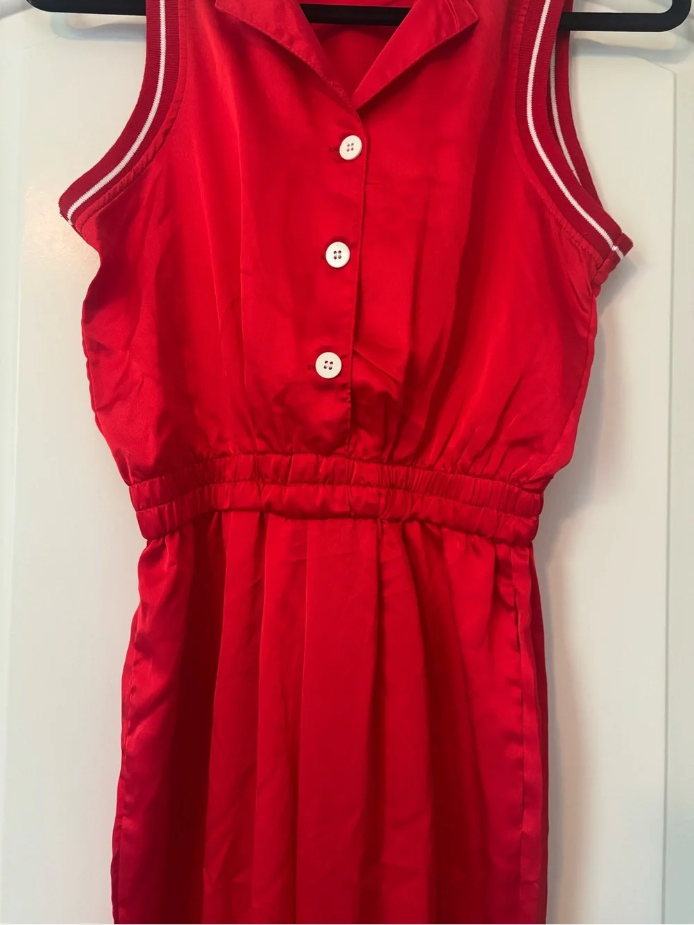 Nasty Gal Red Sleeveless Jumpsuit with White Collar - Picture 4 of 16